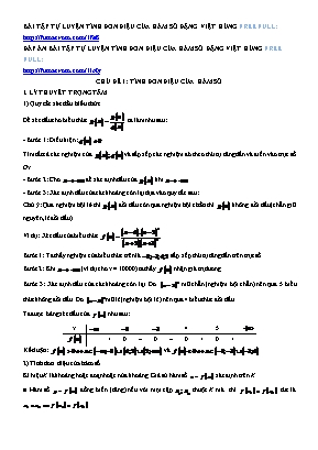 Bài tập tự luyện Đại số Lớp 12 - Chủ đề 1 Tính đơn điệu của hàm số